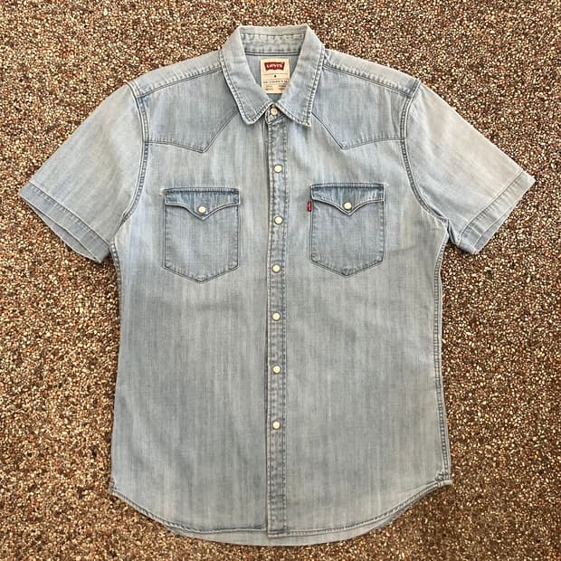 496 리바이스 웨스턴 데님 반팔셔츠