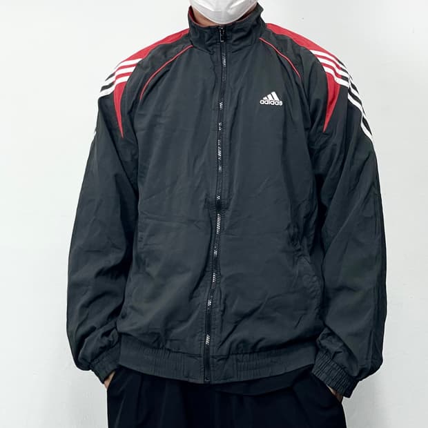 아디다스 00s 올드스쿨 비대칭 삼선 바람막이 자켓