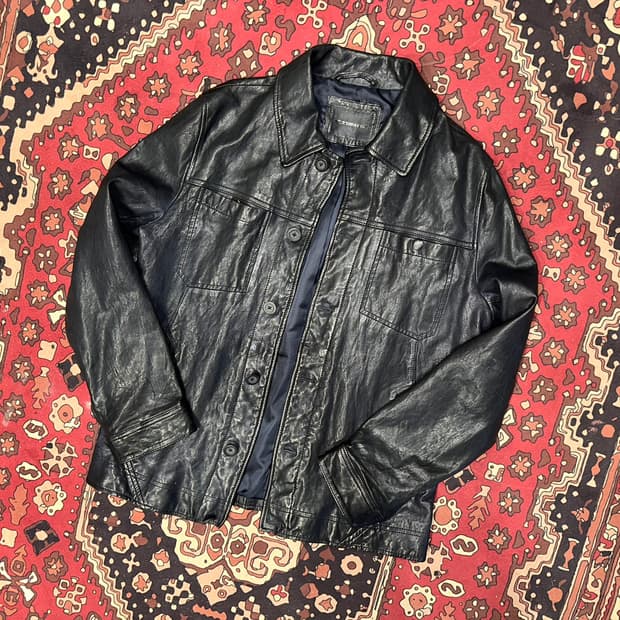 ( M-L ) 가죽셔츠 가죽남방 가죽카코트 아메카지 워크웨어 레더자켓