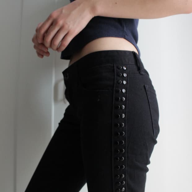 Armani side button skinny pants