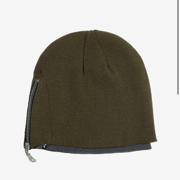 ZIPPER SKULLY BEANIE OLIVE GREY