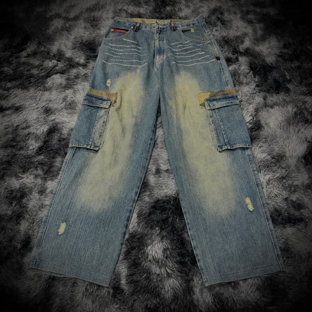 Dogtown 워싱 와이드 카고 데님팬츠