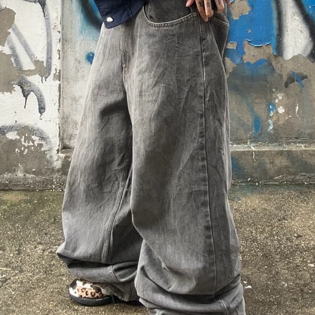 POLO 90s 그레이 데님와이드팬츠
