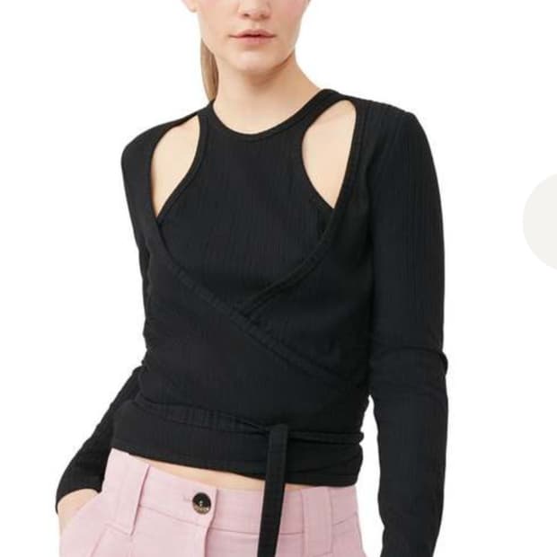 23‘SS Ganni Rib Jersey Wrap Blouse Black