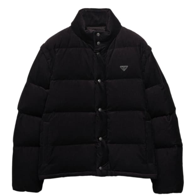 프라다 블랙 코듀로이 패딩 자켓 M
