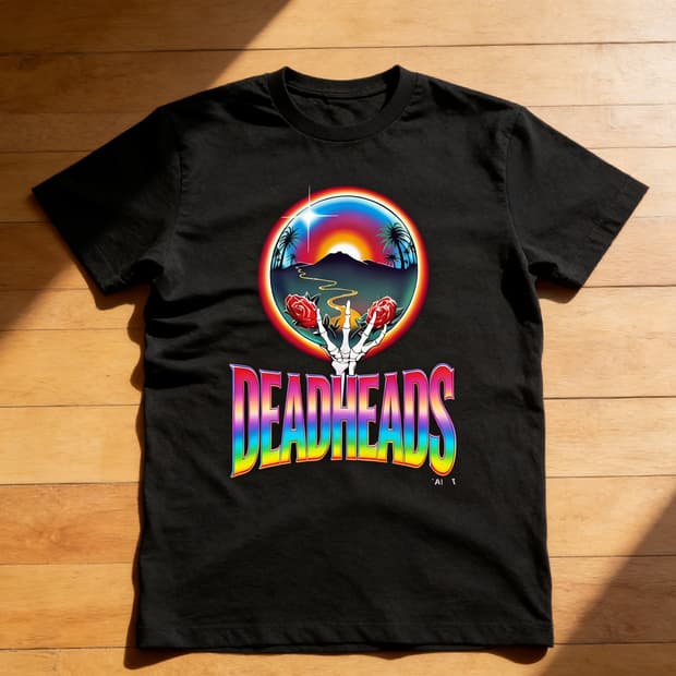 [새상품 M사이즈] Deadheads 커스텀 반팔 (라인보우 그래픽)