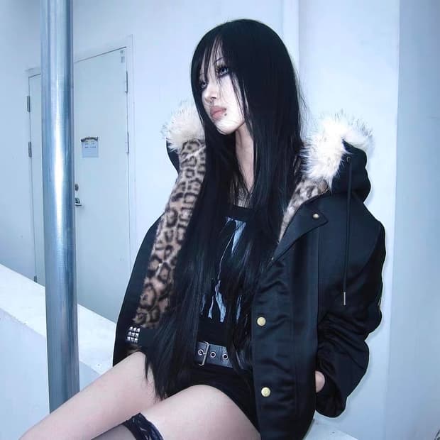 no E mosen 레오파드 크롭 후드 항공점퍼 갸루