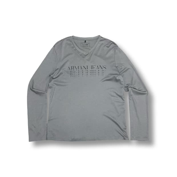 [L] 아르마니진스 V넥 긴팔 티셔츠 롱슬리브 그레이
