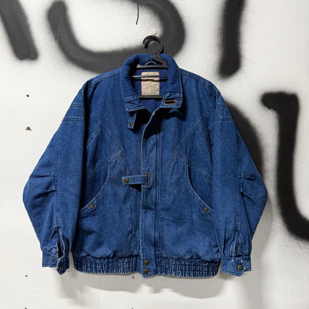 VTG 빈티지 멀티 디테일 퀼팅 데님 봄버 바시티 자켓