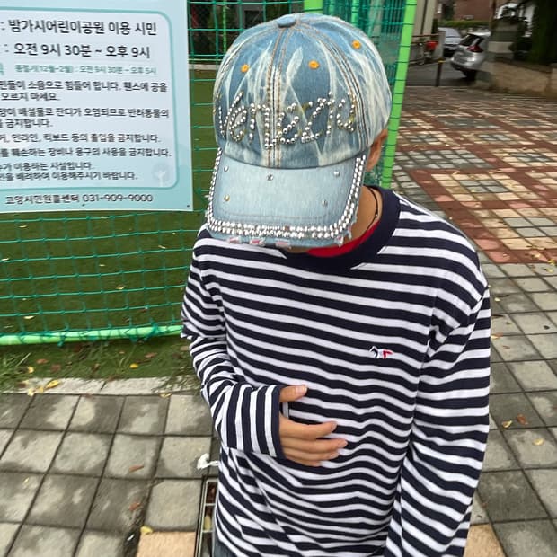 y2k 데님 큐빅 캡