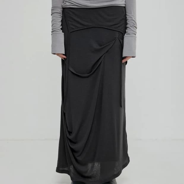플레어업 롱스커트 Asymmetrical Draped Long Skirt