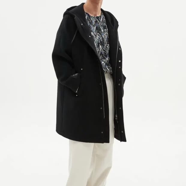 L) 앤더슨벨 이탈리안 알파카 후디 코트 블랙