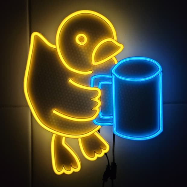 네온사인 오리 컵 맥주 led 램프 조명 무드등