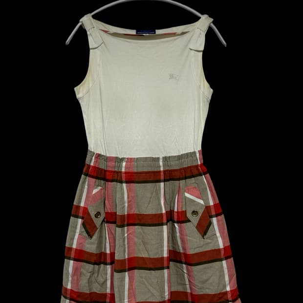 버버리 블루라벨 체크 원피스