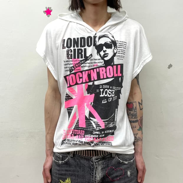 Retro Pink American Flag Hooded T-Shirt