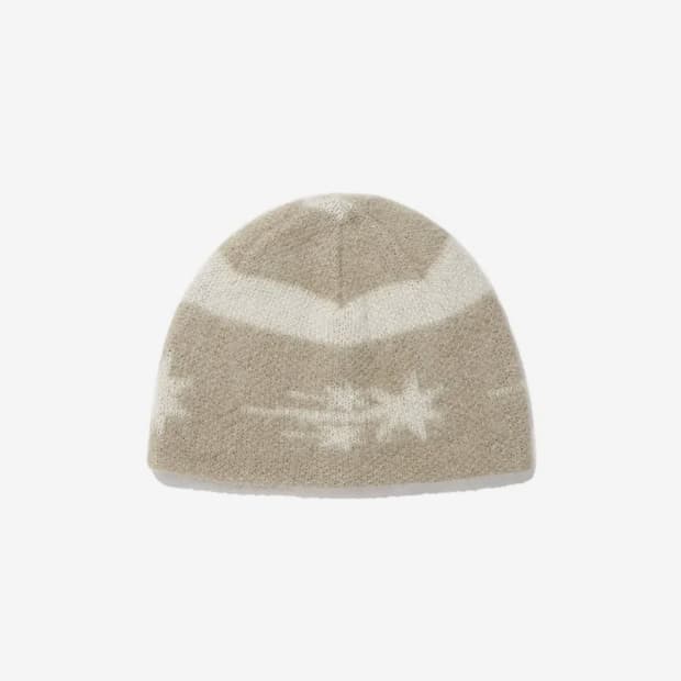 STRIPE 3STAR LOGO MOHAIR BEANIE_BEIGE