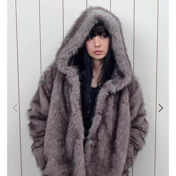 ason KOA HOOD FUR JACKET / GRAY