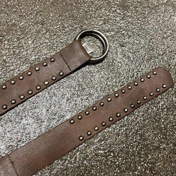 빈티지 스터드 가죽 벨트 (~35“)