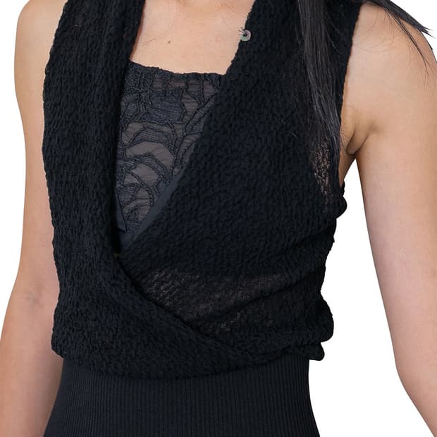 [F]퍼버즈 26ss Shirring 시어 니트/블랙