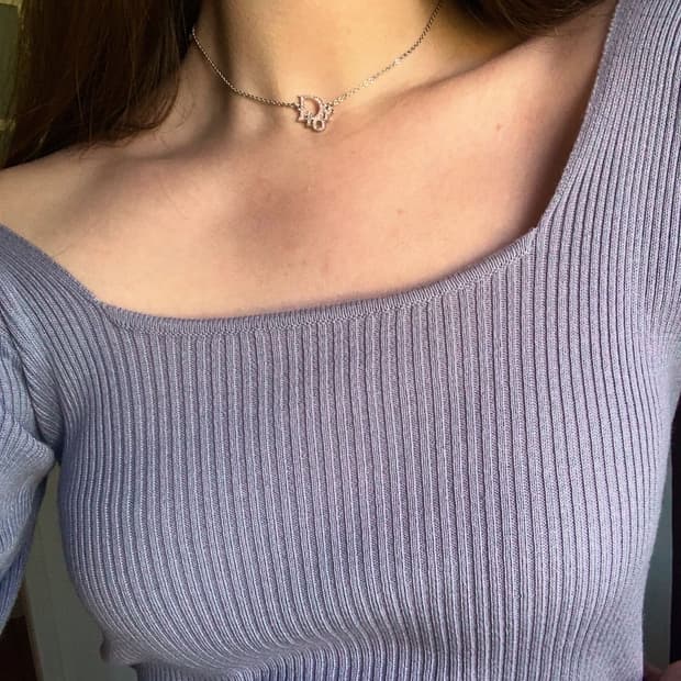 정품 디올 핑크 오블리크 목걸이