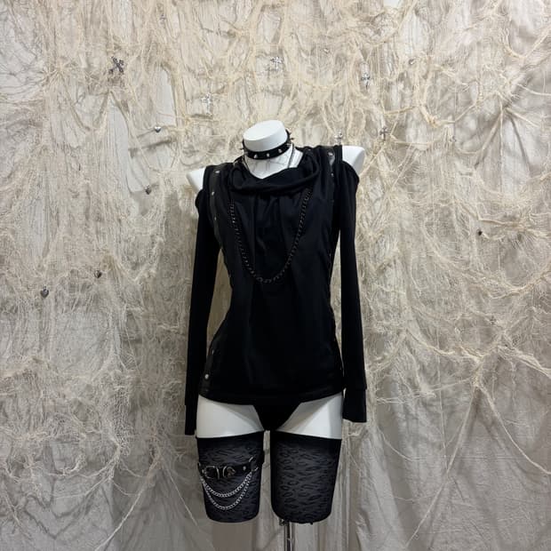 Rock chic off shoulder necklace long sle