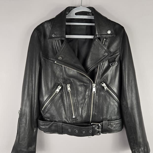 [무료배송]올세인츠 UK10 여성 발펀 양가죽 라이더 가죽 자켓 US6