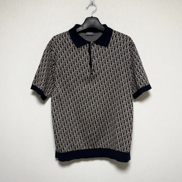 [L] 디올 오블리크 자카드 폴로 카라티