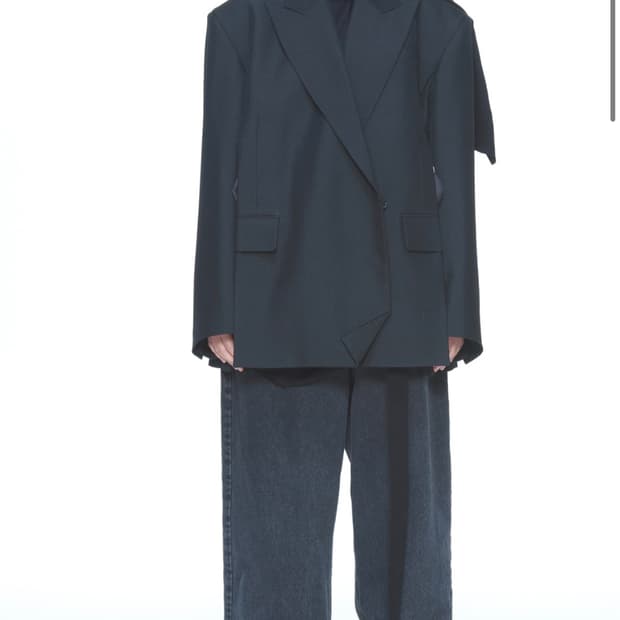 새상품) PUSHBUTTON 푸시버튼 블랙 스트랩 디테일 오버사이즈 자켓