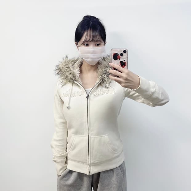 아베크롬비 울프죠 퍼 후드집업 화이트