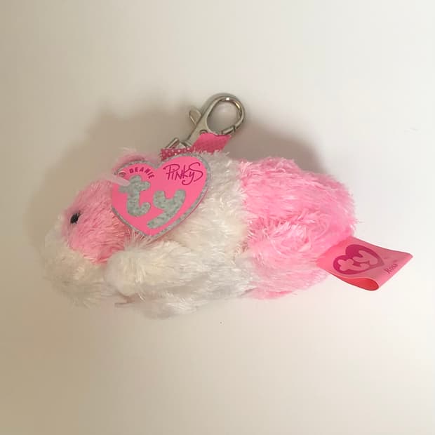 Ty beanie babies 핑크 기니피그 키링 빈티지 인형 키홀더
