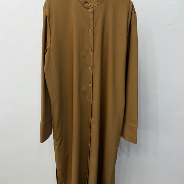 정품) COS 코스 카키색 헨리넥 셔츠 원피스 36