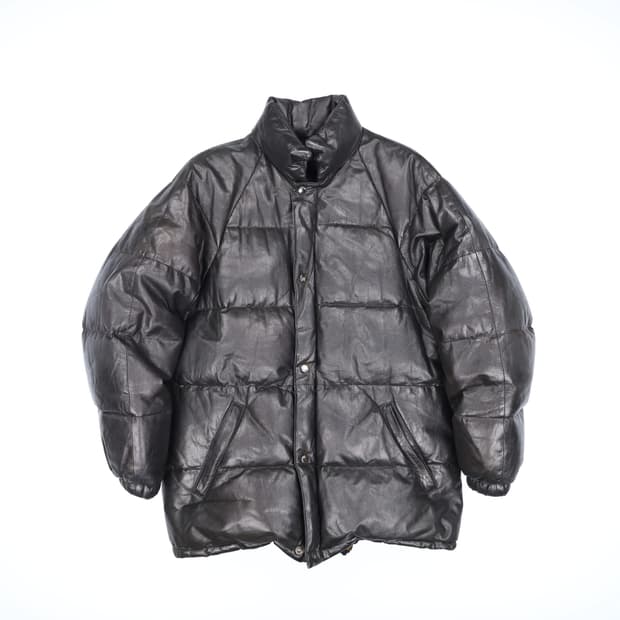 L 일본 빈티지 소가죽 덕다운 푸퍼 패딩 파카 4171