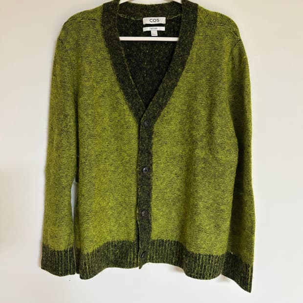 COS 울 모헤어 나일론 칼라블록 가디건