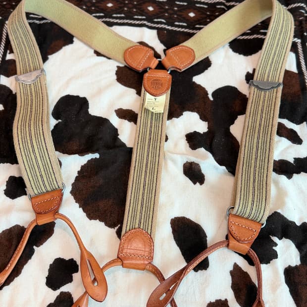 브론슨 올드타임 Y타입 서스펜더 멜빵 카키L