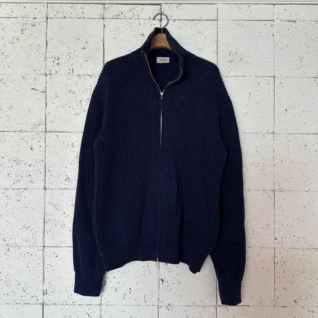 3 인더로우 풀집업 캐시미어 혼방 니트 네이비