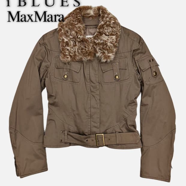 I BLUES CLUB fur collar crop strap jacke