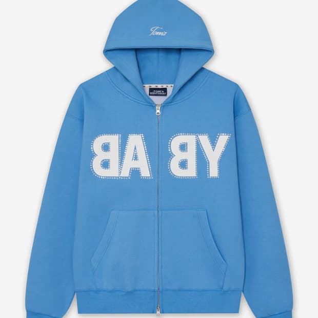 톰스벌스데이 베이비 로고 큐빅 후드집업 스카이