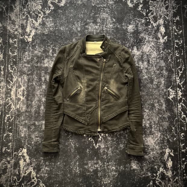 Vintage Washed Leather Biker Jacket  