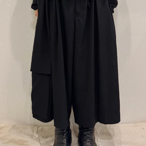 요지야마모토 24aw 사이드 카고 와이드 하카마 팬츠