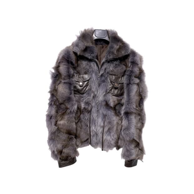 Purple Fox Fur leather jacket