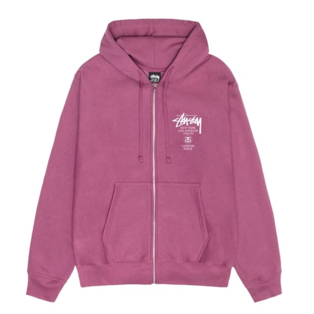 스투시 월드 투어 후드 집업 베리