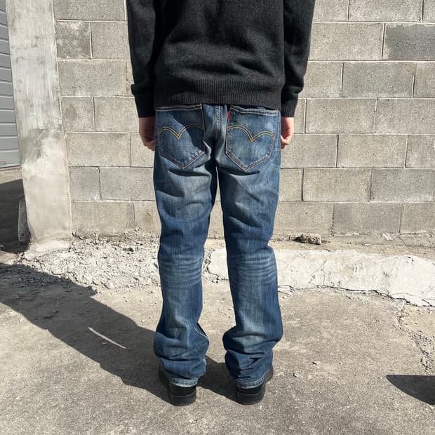 Levi’s 504 진청 데님 팬츠 중청 워싱 청바지 리바이스
