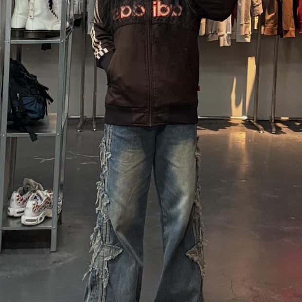 아디다스 00s 브라운 사선퀄팅 패디드자켓 A3240