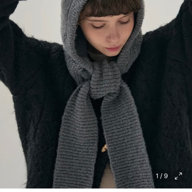 (새상품)(GREY) 드로우핏 우먼 부클 타이 머플러 바라클라바