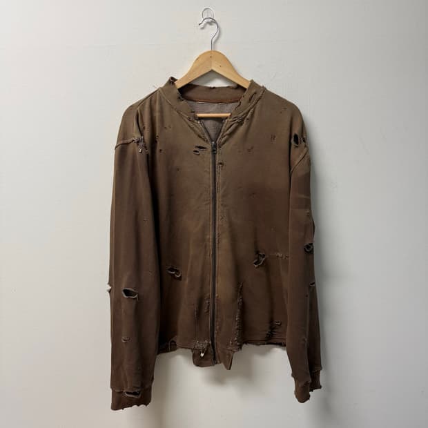 Distressed washed fading zip up