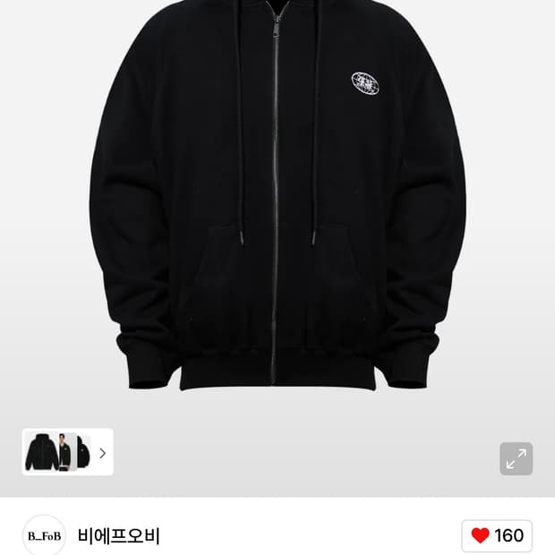 BFOB 오버핏 로고 래글런 후드집업 블랙 xl