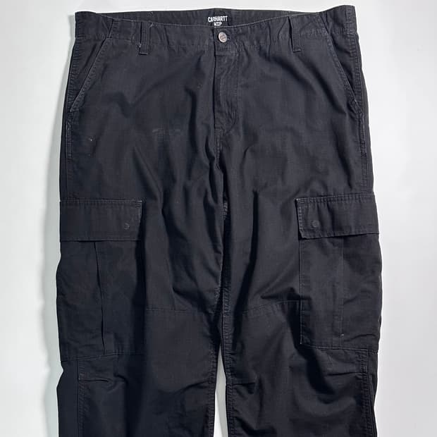 칼하트 블랙 립스탑 카고 팬츠