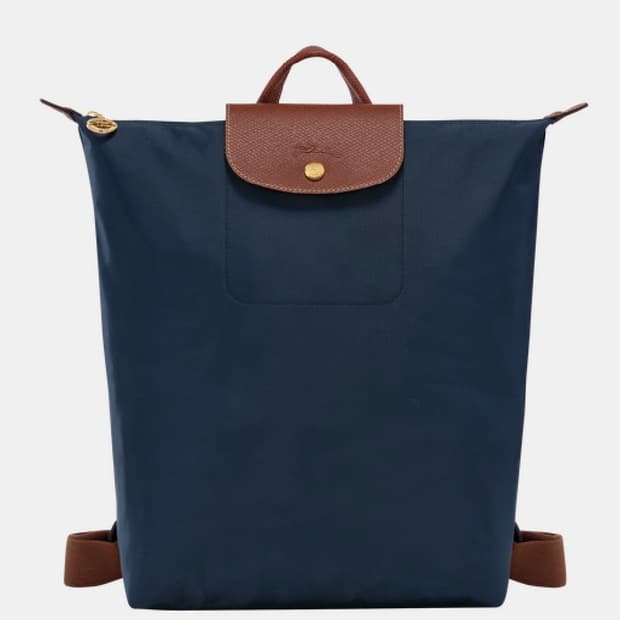 롱샴 르 플리아쥬 오리지널 M 백팩 네이비 - 캔버스 새상품 