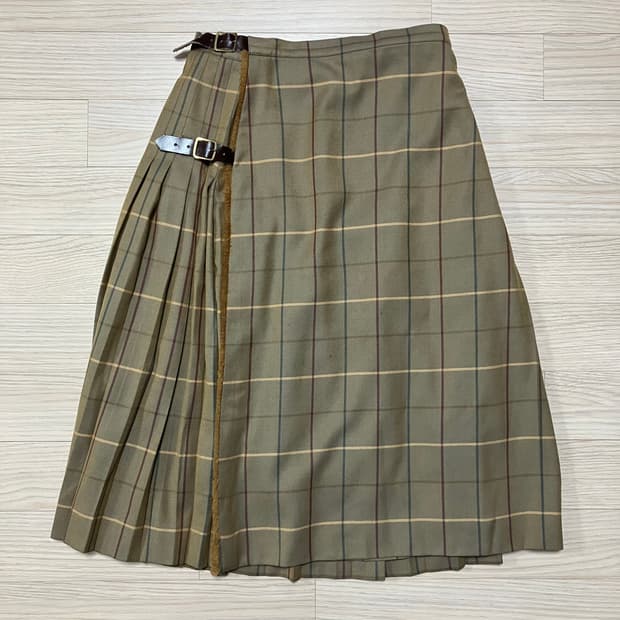 버버리 체크 긱시크 벨트 랩스커트 Burberry