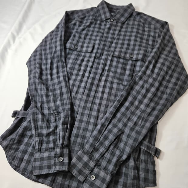 Theory 띠어리 빈티지 버클 체크셔츠 코튼 S 95